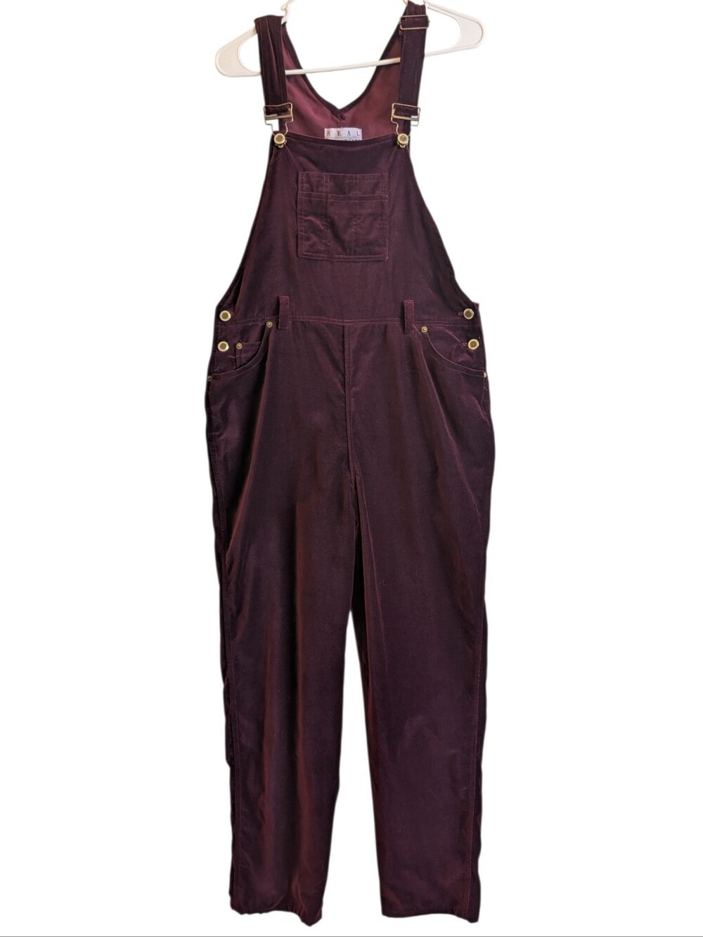 Vtg Real comfort Cotton Overalls purple Velvet 90s Grunge Bibs Skater Y2K Sz 6